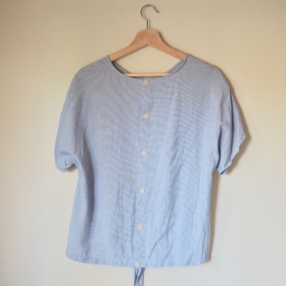 Madewell Button Back Striped Tee Blue White - Picture 4 of 6